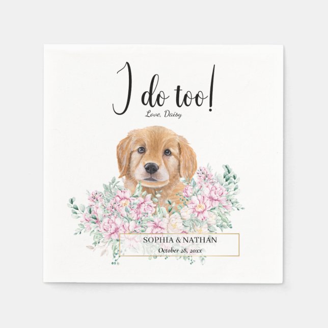 Golden Retriever Dog Wedding Cocktail Napkins (Front)