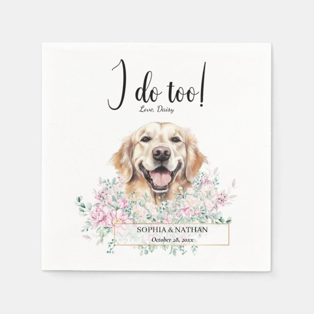 Golden Retriever Dog Wedding Cocktail Napkins (Front)