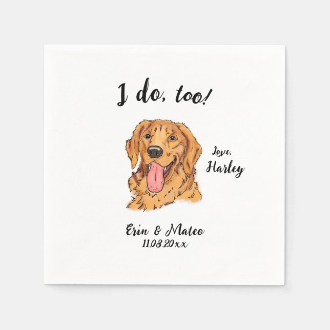 Golden Retriever Dog Wedding Cocktail Napkins  (Front)