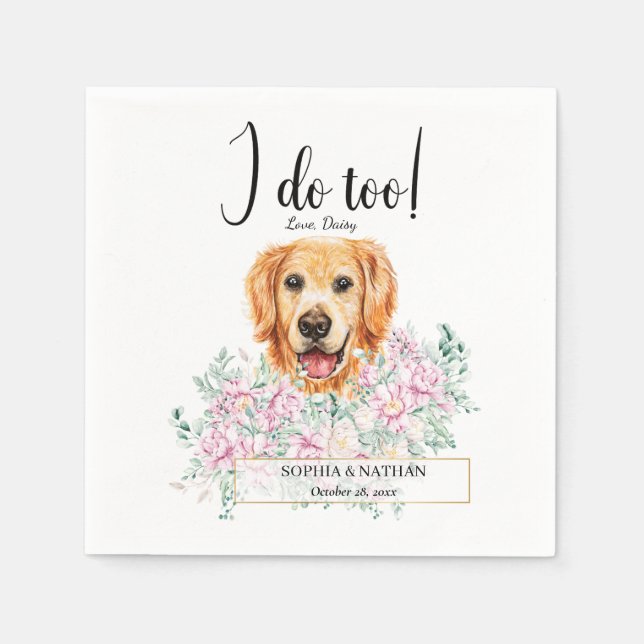 Golden Retriever Dog Wedding Cocktail Napkins (Front)