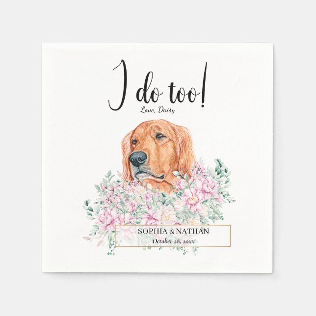 Golden Retriever Dog Wedding Cocktail Napkins (Front)