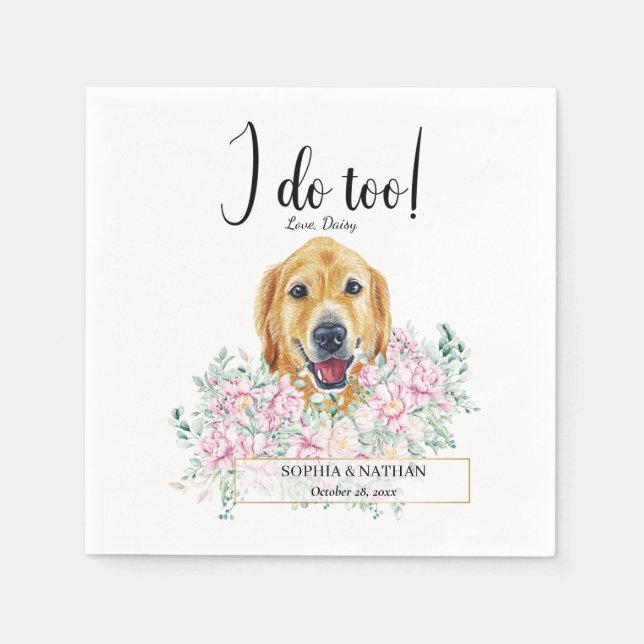 Golden Retriever Dog Wedding Cocktail Napkins (Front)