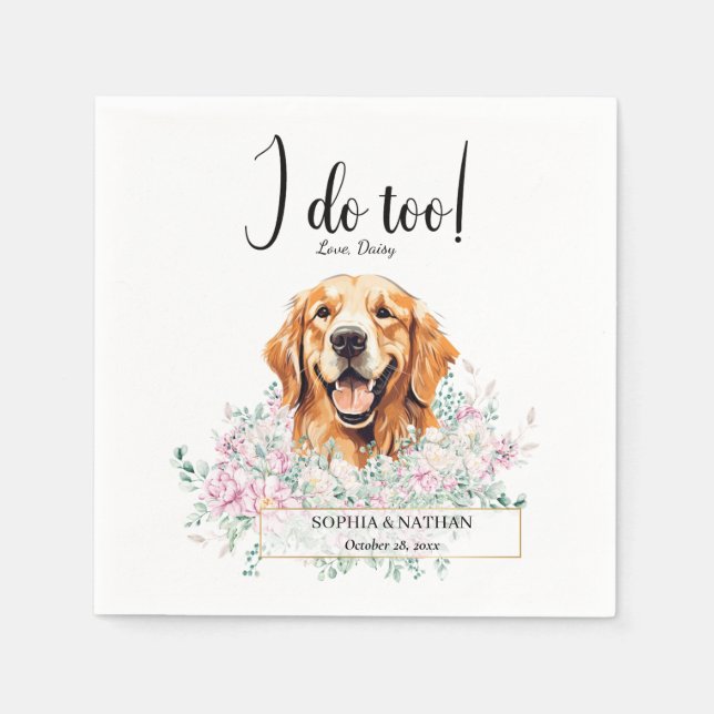 Golden Retriever Dog Wedding Cocktail Napkins (Front)