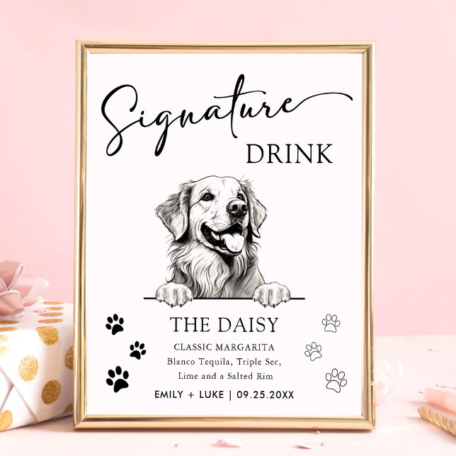 Golden Retriever Dog Wedding Signature Drink Sign (Creator Uploaded)