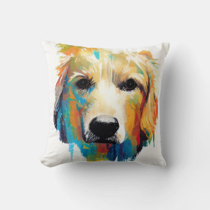 Golden Retriever Dog Wild Nature Animal Painting Cushion