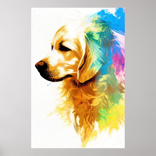 Golden Retriever Dog Wild Nature Animal Painting Poster (Front)