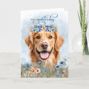 Golden Retriever Dog Wildflowers Mother's Day Holiday Card