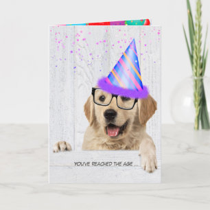 Golden Retriever Dog with birthday party hat Card
