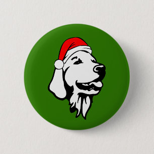 Golden Retriever_Dog with Christmas Santa Hat 6 Cm Round Badge