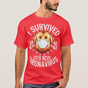 Golden Retriever Dog With Face Mask I Survived 202 T-Shirt