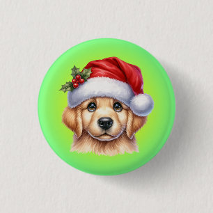 Golden Retriever Dog with Santa Claus Style-82535 3 Cm Round Badge