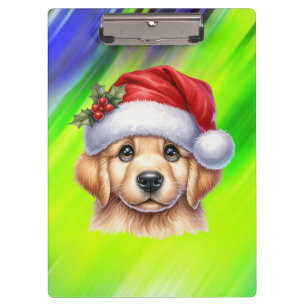 Golden Retriever Dog with Santa Claus Style-82535 Clipboard