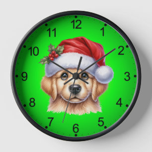 Golden Retriever Dog with Santa Claus Style-82535  Clock