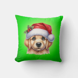 Golden Retriever Dog with Santa Claus Style-82535 Cushion