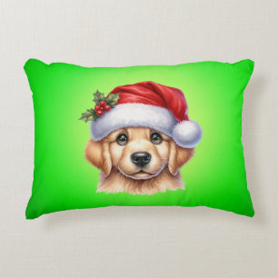 Golden Retriever Dog with Santa Claus Style-82535 Decorative Cushion