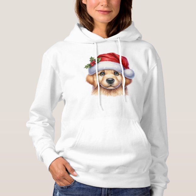 Golden Retriever Dog with Santa Claus Style-82535  Hoodie (Front)