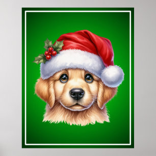 Golden Retriever Dog with Santa Claus Style-82535 Poster