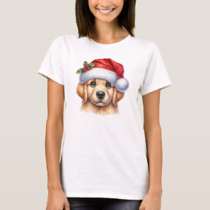 Golden Retriever Dog with Santa Claus Style-82535 T-Shirt