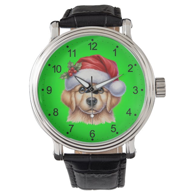 Golden Retriever Dog with Santa Claus Style-82535  Watch (Front)