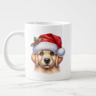 Golden Retriever Dog with Santa Claus Style  Large Coffee Mug