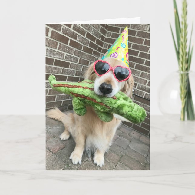 Golden Retriever Dog With Toy Happy Birthday Card (Front)