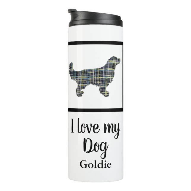 Golden Retriever Dog Yellow & Blue Silhouette Thermal Tumbler (Rotated Right)