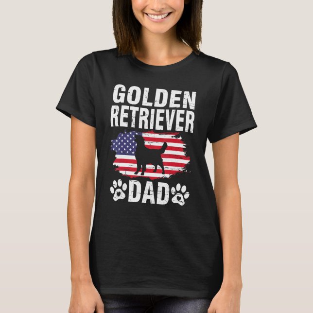Golden Retriever Dogs Dad Happy Fathers Dogs Daddy T-Shirt (Front)