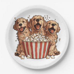 Golden Retriever Dogs Movie Popcorn Bucket Paper Plate