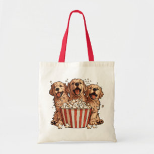 Golden Retriever Dogs Movie Popcorn Bucket Tote Bag