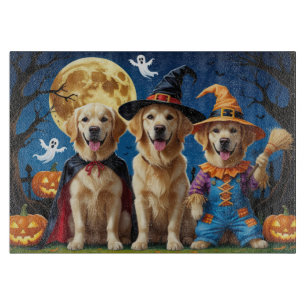 Golden Retriever Dogs Pumpkin Halloween Funny Cutting Board