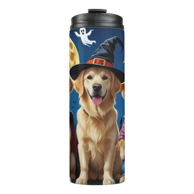 Golden Retriever Dogs Pumpkin Halloween Funny Thermal Tumbler (Front)
