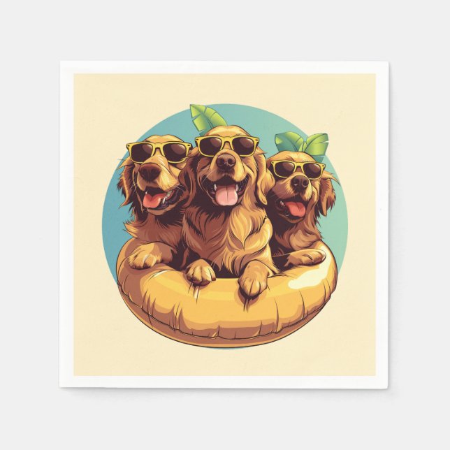 Golden Retriever Dogs Summer Pool Floaties Napkin (Front)