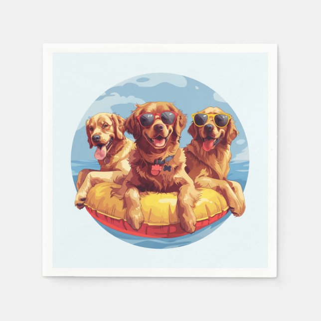 Golden Retriever Dogs Summer Pool Floaties Napkin (Front)