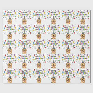 Golden Retriever Doodle Happy Birthday  Wrapping Paper
