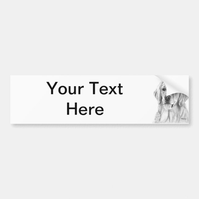 Golden Retriever Drawing Bumper Sticker (Front)