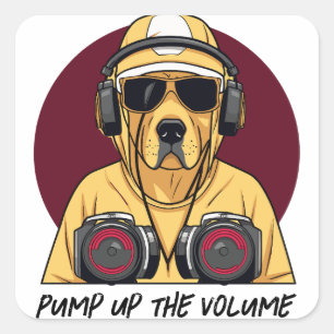 Golden Retriever Dressed as a DJ Square Sticker