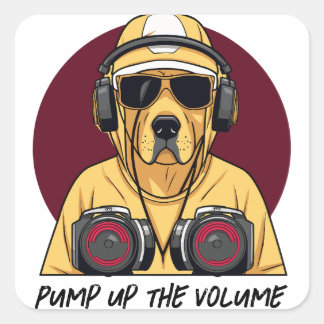 Golden Retriever Dressed as a DJ Square Sticker
