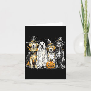 Golden Retriever Dressed As Ghost Funny Halloween Card