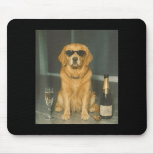 Golden Retriever Drinking Champagne Mouse Mat