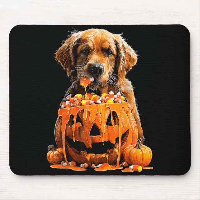Golden Retriever Dripping Pumpkin Candy Corn Mouse Mat (Front)