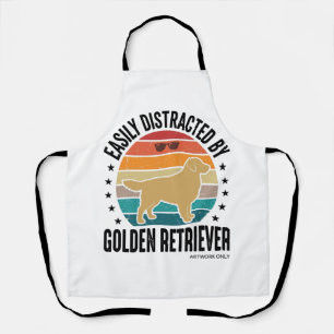 Golden Retriever Easily Distracted Vintage Dog Des Apron