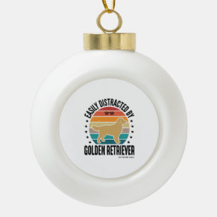 Golden Retriever Easily Distracted Vintage Dog Des Ceramic Ball Christmas Ornament