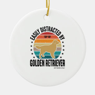 Golden Retriever Easily Distracted Vintage Dog Des Ceramic Tree Decoration