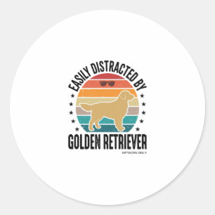 Golden Retriever Easily Distracted Vintage Dog Des Classic Round Sticker