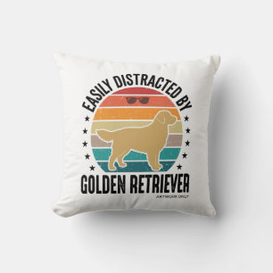 Golden Retriever Easily Distracted Vintage Dog Des Cushion