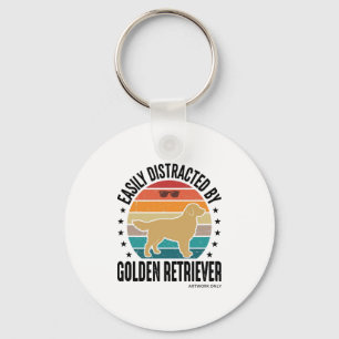 Golden Retriever Easily Distracted Vintage Dog Des Key Ring