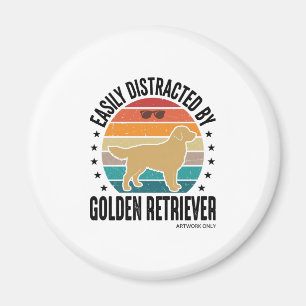 Golden Retriever Easily Distracted Vintage Dog Des Magnet
