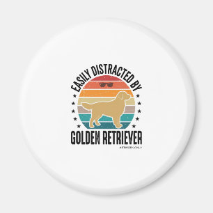 Golden Retriever Easily Distracted Vintage Dog Des Magnet