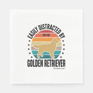 Golden Retriever Easily Distracted Vintage Dog Des Napkin