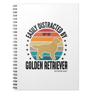 Golden Retriever Easily Distracted Vintage Dog Des Notebook